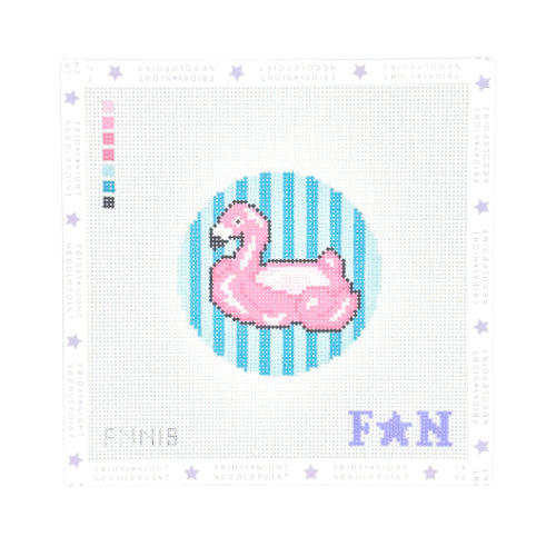 Pool Floaty Flamingo Needlepoint Canvas