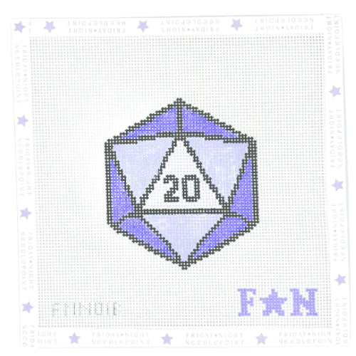 D20 Dice Purple Needlepoint Canvas