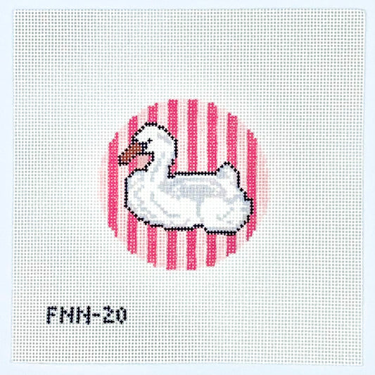 Pool Floaty Swan Needlepoint Canvas - Paint Spots