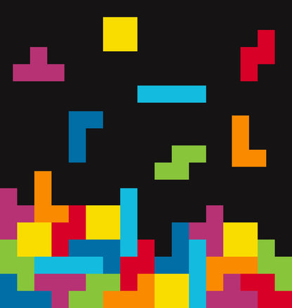 Colorful geometric shapes on a black background Tetris needlepoint canvas