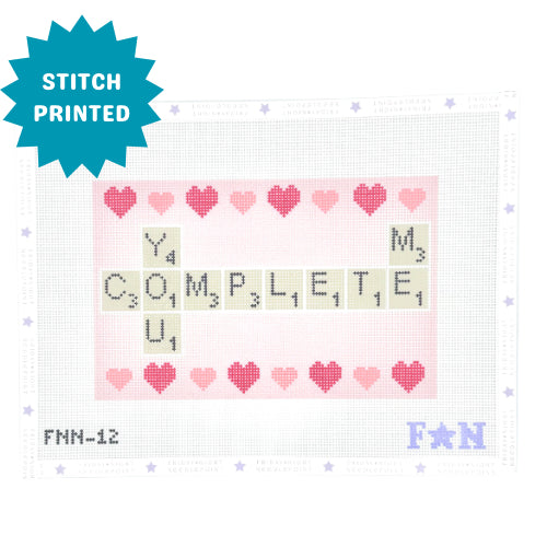 You Complete Me Scrabble Needlepoint Canvas