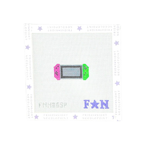 Mini Game Controller Switch Green Pink Needlepoint Canvas