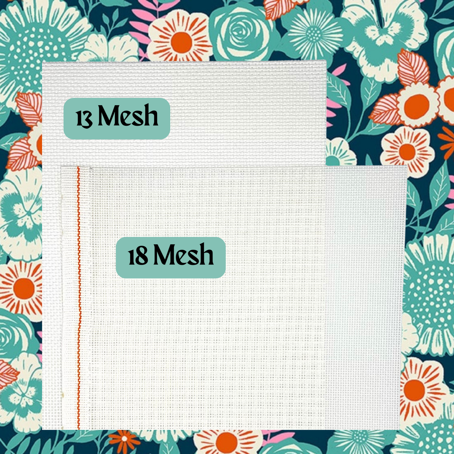 Pre-cut Blank Needlepoint Canvas 13 or 18 Mesh Zweigart Orange Line Mono 8x8